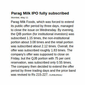 News of Pride of Cows Milk